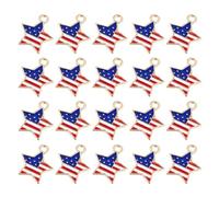 SHOWERORO American Flag Pendant Charms with Fine Workmanship 20pcs Alloy Star-shaped Pentagram Charms for Independence Day Crafts for DIY Jewelry Making Keyring and Scrapbooking Projects