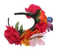 SHOWERORO Artificial Flower Headband Faux Braid Hairpiece Band Simulation Butterfly Floral Headwear Fashion Headwear Suitable for Mexican Independence Day Hair Birthday Party