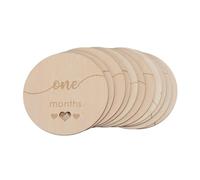 SHOWERORO Baby Milestone Discs Set 15 Pcs Wooden Baby Monthly Milestone Cards Birthday and Keepsake