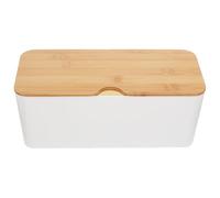 SHOWERORO Bamboo Cable Management Box with Hips Material Large Cord Organizer for Home Office School Wire Storage Box with Easy-clean Design and Disassemblable Lid