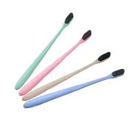 SHOWERORO Bamboo Charcoal Toothbrushes Made from Eco-Friendly Wheat Straw 4 Pcs with Soft Bristles, Small Oval Head, Healthy Design to Protect Gums Lightweight and Sturdy for Daily Oral