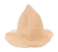 SHOWERORO Beige Knitted Witch Hat Winter Cotton Halloween Costume Cap Party Witch Cosplay Accessory Stage Show Prop for Women
