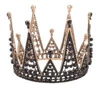 SHOWERORO Black Rhinestone Tiara Crown Vintage Gothic Baroque Alloy Headpiece for Women Bride Birthday Halloween Party Hair Accessory
