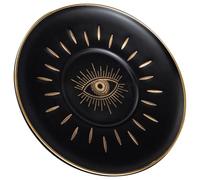 SHOWERORO Black Turkish Devil's Eye Dessert Plate Pottery Cake Tray for Breakfast Multipurpose Snack and Fruit Serving Dish Decorative Stoneware for Home Dining and Appetizers