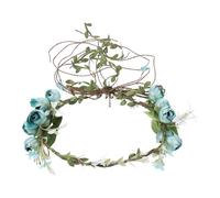 SHOWERORO Blue Artificial Flower Headband for Women Brides Bridal Hair Accessory Beach Vacation Floral Hairband for Wedding Headwear