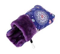 SHOWERORO Blue Canvas Hanging Pet Sleep Pouch with Lovely Deer Pattern for Cats and Chinchillas, Comfortable and Warm Cotton Nest, for Pet Cage Use in Winter