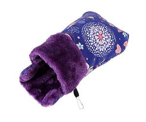 SHOWERORO Blue Canvas Hanging Pet Sleep Pouch with Lovely Deer Pattern for Cats and Chinchillas, Comfortable and Warm Cotton Nest, for Pet Cage Use in Winter