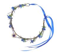 SHOWERORO Blue Purple Water Drop Princess Flower Crown Headband, Handmade Fairy Tiara with Leaves for Women Wedding, Photo Shoot, Halloween, Party Hair Accessory