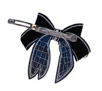 SHOWERORO Bow Hair Clip for with Rhinestone Decoration Black Pearl Hairpin 5.1X4.3X0.8 Inch Functional Hair Accessory for Weddings, Parties and Casual Outings