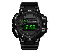 SHOWERORO Boys Wrist Watch Electronic Digital Quartz with Waterproof and Luminous Design, Featuring PVC and Stainless Steel Materials, for Students and Holiday Use in Black