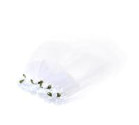 SHOWERORO Bridal Veil and Crown Pattern Pet Dog Spring Clip Charming White Non-woven Material, Ready to Wear Wedding Accessory Easy for Costume Performances for Dogs and Cats
