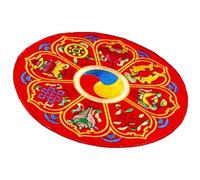 SHOWERORO Buddhist Sound Bowl Cushion Pad 13cm Small Red Tibetan Singing Bowl Holder Mat Eight Auspicious Symbols Embroidered for Meditation and Yoga Sound Healing