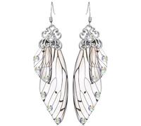 SHOWERORO Butterfly Wing Drop Earrings for Women, Brown Rhinestone Dangle Long Earrings Bohemian Style Fashion Accessories