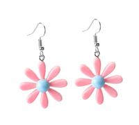 SHOWERORO Candy Color Daisy Flower Dangle Earrings for Women Skin-friendly Comfortable Ear Accessories Fashionable Sweet Resin Floral Design All-match Charming Gift for Daily Wear and