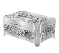 SHOWERORO Catholicism Keepsake Box Zinc Alloy Decorative Jewelry Sundries Organizer with Jesus Scene Pattern Silver Packaging Box for Desktop Adornment