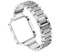 SHOWERORO Chic Watchband Replacement Strap Compatible with Fitbit Blaze Hr Stylish Silver Watch Accessories with Frame for Style and Comfort
