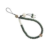 SHOWERORO Chinese Style White Jade Bodhi Phone Lanyard Wrist Strap Pendant Chic Mobile Chain for Secure and Convenient Use Detachable Design Unique Decoration for Personal Style