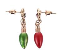 SHOWERORO Creative Christmas Tree Red and Green Light Alloy Asymmetric Earrings 1 Pair for Women Party Daily Wear