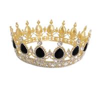 SHOWERORO Crystal Baroque Teardrop Rhinestone Bridal Crown Hair Hoop, Gold Black Gemstone Wedding Tiara, Elegant Head-wear for Brides and Formal Occasions