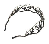 SHOWERORO Crystal Beaded Bridal Headband Black Rhinestone Hair Accessory for Wedding and Special Occasions