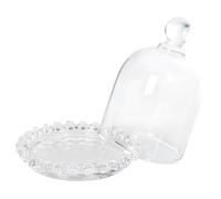 SHOWERORO Crystal Glass Dessert Tray with Lid, Small Footed Cake Plate Dustproof Cover for Household Pastries and Bread Storage, Multi-Function Serving Platter for Parties and Home Use