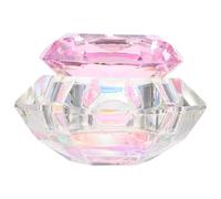 SHOWERORO Crystal Lotus Hexagonal Glass Dish with Lid High Transparency Nail Art Bowl for Acrylic Liquid and Nail Art Care for Professional Use