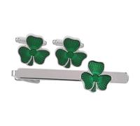 SHOWERORO Cufflinks and Tie Clip Set for Men Leaf Pattern for Dress Shirts and Romantic Weddings Fashion Accessories