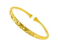 SHOWERORO Delicate Open Mouth Bracelet Thickening Brass Bangle for Women Simple Chic Wrist Jewelry with Babysbreath Design Environmental Protection Coating for Color Retention Gift for