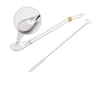 SHOWERORO Detachable 304 Stainless Steel Straw Spoon with Cleaning Brush, Sturdy Mixing and Stirring Spoon for Kitchen Use, Easy to Clean and Wear-Resistant