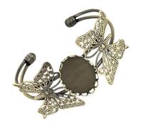 SHOWERORO DIY Copper Butterfly Bracelet Base 18X25Mm Hollow Circlet Bangle Wristlet Jewelry Accessories for Women’S Wrap Bracelets with Time Patch Compatible