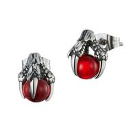 SHOWERORO Dragon Claw Glass Bead Stainless Steel Ear Studs Red Stone Earrings Unique Minimalist Fashion Jewelry for Women