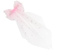 SHOWERORO Elegant Pink Gauze and Pearl Decorative Bow Hairpin, Bridal Hair Accessory That Adds Charm and Will Not Pull Hair, for Weddings and Cosplay