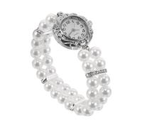 SHOWERORO Elegant Women's Analog Quartz Watch with Double Row Pearl Elastic Bracelet Small Round Dial Dress Wristwatch for Formal Events Accurate Timekeeping Comfortable Fit Christmas
