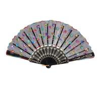 SHOWERORO Embroidery Peacock Folding Fan Retro Style Handheld Sequins Traditional Chinese Fan for Dancing Wedding Party Decoration