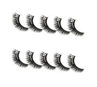 SHOWERORO Fake Eyelashes Long Lashes with Diamonds 5 Pairs Easy to Use for Eye-catching Look Synthetic Fiber False Lash Extensions for Parties and Daily Life