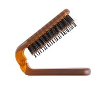 SHOWERORO Folding Boar Bristle Hair Comb Portable Travel Brush Massage Function Amber Bristles Compact Pocket Comb for Men and Women
