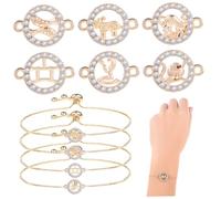SHOWERORO Gold Zodiac Charm Bracelet Making with Alloy Wristband Chains Copper Pendants for Women DIY Jewelry Craft Versatile Horoscope Wristbands for Daily Wear