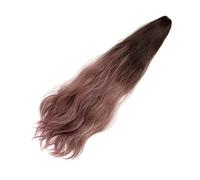 SHOWERORO Gradient Color Wavy Ponytail Wig with Invisible Small Claw Clip, Long Curly Hair Extension for Women, Natural Dark Brown to Pink Ombre Hairpiece for Styling and Daily Wear