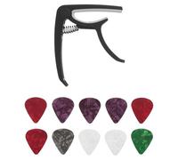 SHOWERORO Guitar Capo and 10pcs Celluloid Plectrums Set for Acoustic and Electric Guitars, Ukulele, Mandolin Quick Release Alloy Capo Musical Instrument Accessories