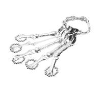SHOWERORO Halloween Skull Fingers Bracelet Skeleton Bones Bangle Gothic Alloy Wristband for Women Silver Stylish Halloween Jewelry for Party Cosplay