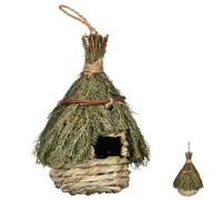 SHOWERORO Hand-woven Hanging Seagrass Nest Bird House Made from Natural Water Grass with Cave Shape, Easy to Hang, for Bird Breeding on Porch Or Windowsill with Fresh Natural Look