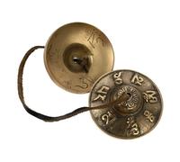 SHOWERORO Handmade Copper Cymbal Bell Meditation Percussion Instrument with Six-word Chant Pattern for Yoga and Mindfulness Practice