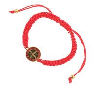 SHOWERORO Handmade Red Woven Saint Benedict Bracelet for Men and Women, Adjustable Rope Christian Charm Bracelet, Religious Faith Jewelry for Protection and Daily Wear