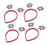 SHOWERORO Hanukkah Party Favors 4pcs Star of David Headbands Festive Head Wraps with Patriotic Hairy Design for Passover Decor