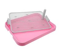 SHOWERORO Indoor Dog Potty Tray Pink Plastic Puppy Training Toilet with Breathable Grid Design Practical Pet Toilet for Home Use