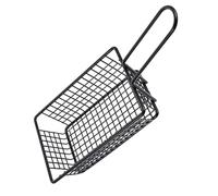 SHOWERORO Iron Snack Basket with Handle, Rectangular Wire Mesh French Fries Basket for Serving Fried Food and Appetizers, Fryer Strainer Suitable for Kitchen and Dining Use