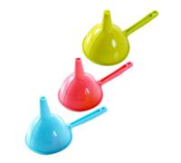 SHOWERORO Kitchen Funnel Set 3pcs Multipurpose Plastic Funnels Long Handles and Small Hanging Hole for Liquid Spices and Dry Ingredients Transfer Random Colour