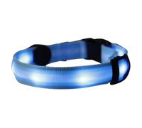 SHOWERORO LED with Sturdy Nylon and Hard Plastic Blue Adjustable Dog Collar Three Working Modes Size 35-55cm, Flashing Light-up Collar for Dogs for Night Safety and Walking