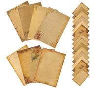 SHOWERORO Letter Writing Paper Set with Smooth Writing Surface Vintage 24pcs Thick Kraft Paper Old Style Decorative Stationery Supplies for Invitation and Leaving Messages for Friends Who