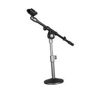 SHOWERORO Low Profile Mic Arm Desk Microphone Stand for Metal Round Base Silent Movement Desktop Conference Microphone Holder